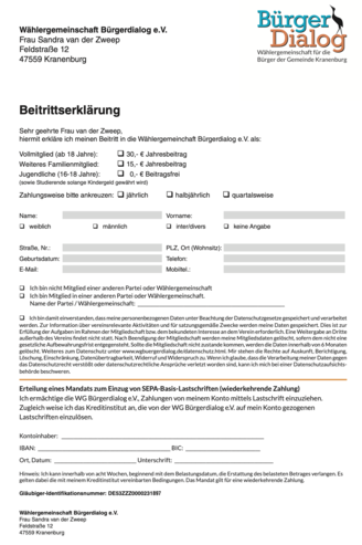 Beitrittserklärung